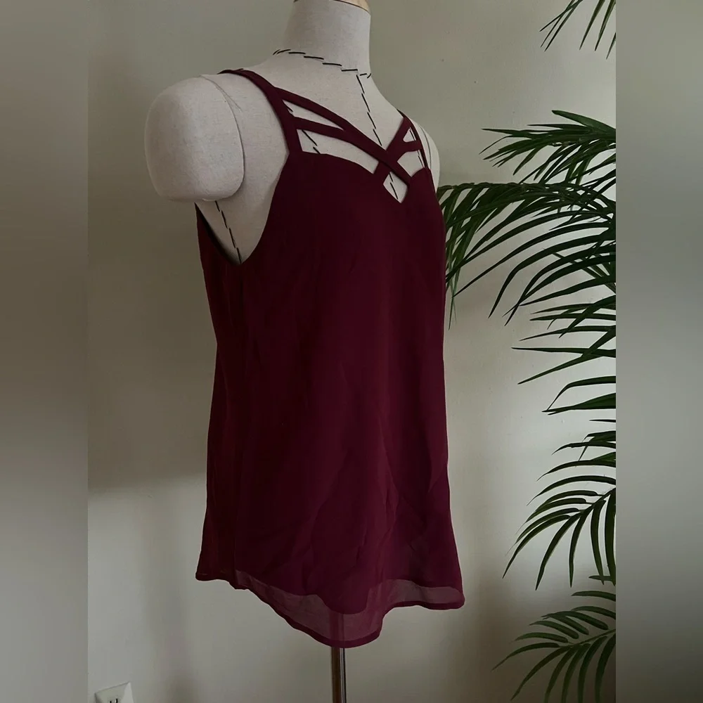 Naked Zebra Heartbeeps Strappy Cami Top | Burgundy Wine Color | Size S
